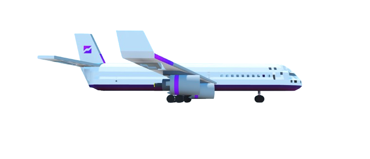 Tuna Inc. AB-1000 double-decker passenger aircraft inspired by the Airbus A380, with four engines.