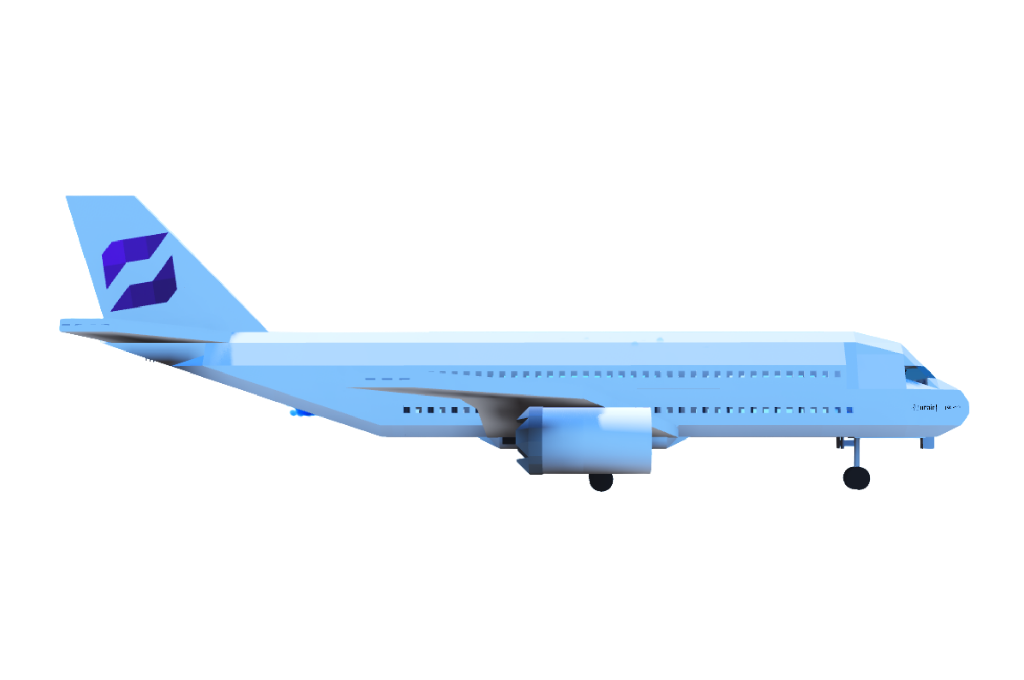 Tuna Inc. AB-1400 large double-decker passenger aircraft with a cabin stretching 2.7 plots in length.